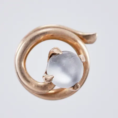 Smyckesdel med vit sten, Ø ca 9mm, 14K Vikt: 0,9 g