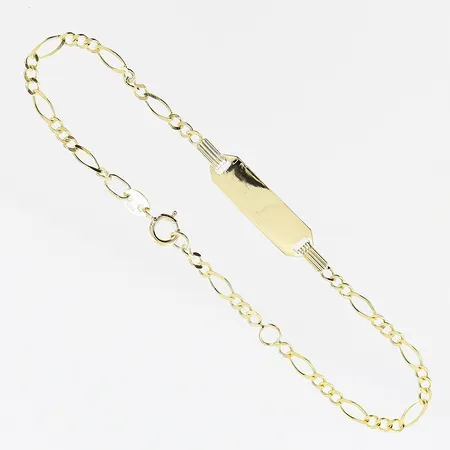 Barnarmband, Figaro, platta, 13,5/15,5cm, bredd 2-5mm, 18K. Vikt: 1,7 g