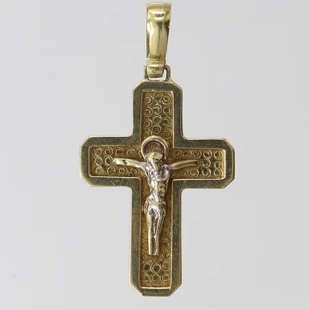 Hänge Krucifix, 37x20mm ink ögla, tvåfärgat 14K. Vikt: 4,9 g