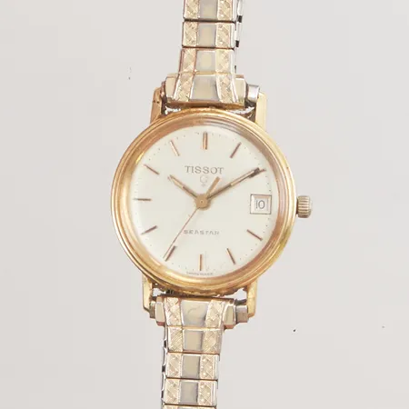 Damur Tissot Seastar 18K, 22mm, quartz, går ej, gravyr, flexband, inga tillbehör.