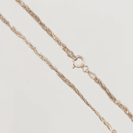 Collier, flätat, 43cm, bredd: 2,4mm, Guldfynd, 925/1000 silver, 5,0g.