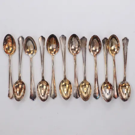 12 kaffeskedar, längd 10,5cm, modell Chippendale, GAB, 830/1000 silver Vikt: 118,1 g