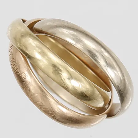 Ring Cartier Trinity "les must de Cartier", snr: O 8051 V, stl: 16¼ (51), 18K guld, vitguld samt roséguld, originalask Vikt: 7,3 g