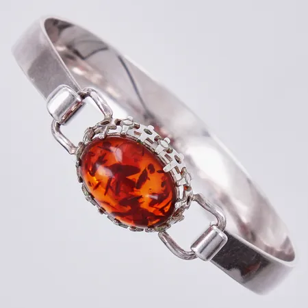 Stel armring med bärnsten, inner Ø ca 5,5cm, öppningsbart, bredd: ca 5-15mm, 835/1000, silver Vikt: 16,5 g