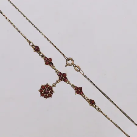 Collier, venezia,  med granater, längd 45cm, 925/1000 silver Vikt: 6,1 g