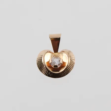 Hänge " Hjärta vit sten ", höjd med ögla ca 11mm, 18k Vikt: 0,4 g