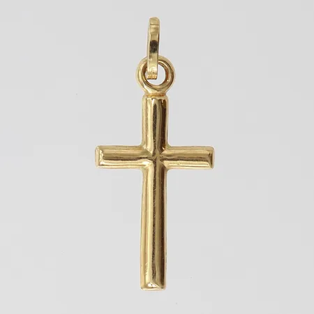 Hänge kors, 24x10mm ink ögla, ihålig, 18K.  Vikt: 0,4 g