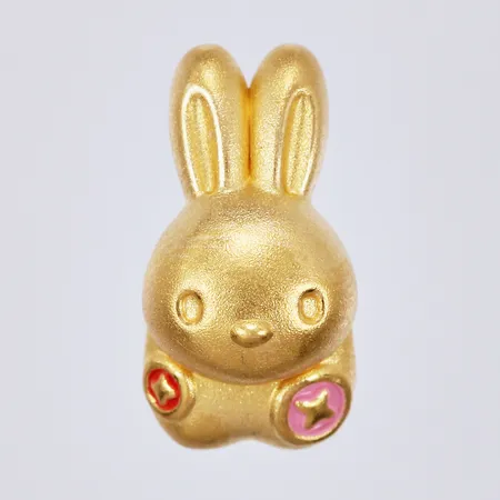 Berlock kanin med färgad emalj, längd: ca 1,5cm, bredd: ca 8mm, 23K Vikt: 1,3 g