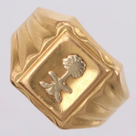 Klackring, stl 21, bredd 15mm, skev, bucklig, 18K Vikt: 7 g