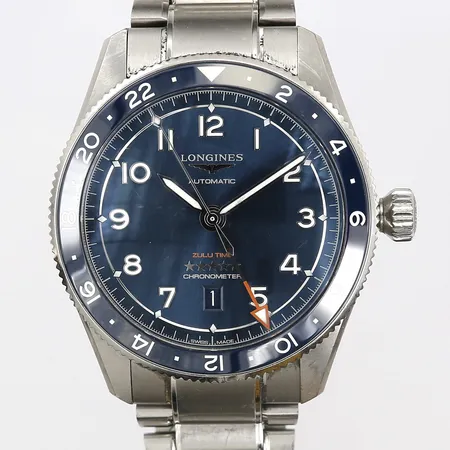 Herrur Longines Zulu Time Spirit, stål, automat, Ø42mm, referensnummer L38124936, serienummer 53947768, med certifikat 2022, Klockmaster, Fältöversten, Stockholm, box, ytterkartong, bruksslitage, repor, glas med mindre stötmärke och ytliga repor. 