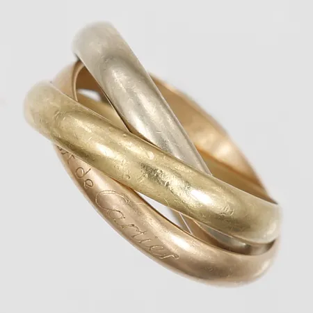 Ring, Cartier Trinity, "les must de Cartier", storlek: 17¾ (56), 1980-90-tal, 18K guld, vitguld samt roséguld i originalask samt kartong Vikt: 9 g