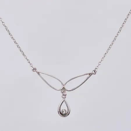 Collier med sten, längd: ca 44,5cm, bredd: ca 2-30mm, GFAB, 835/1000 silver Vikt: 2,3 g