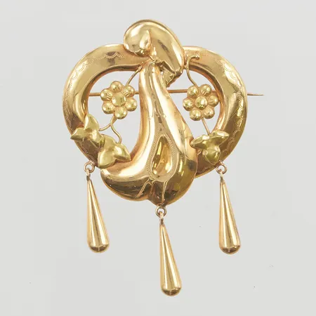 Brosch, 55x35mm, 18K, 6,9g.