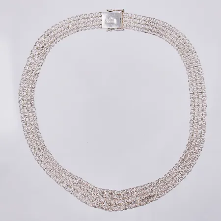 Collier X-länk med stav, längd ca 43,5cm, bredd ca 12-16mm, GHA 925/1000 silver Vikt: 26,2 g