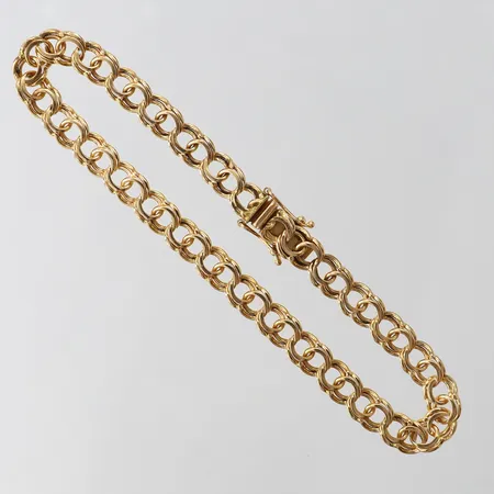 Armband Bismarck, längd 20cm, bredd ca 5,5mm, repig, GFAB, 18K Vikt: 12 g