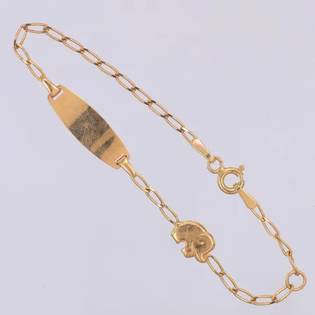 Armband för barn, elefant & platta, 12,7-14,8cm, bredd 2-6,3mm, 18K Vikt: 3 g