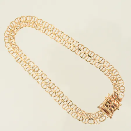 Armband x-länk med stav, 19cm, bredd 7mm, CCC (Guld Carlsén Ab, Sundsvall) 18K Vikt: 7,3 g