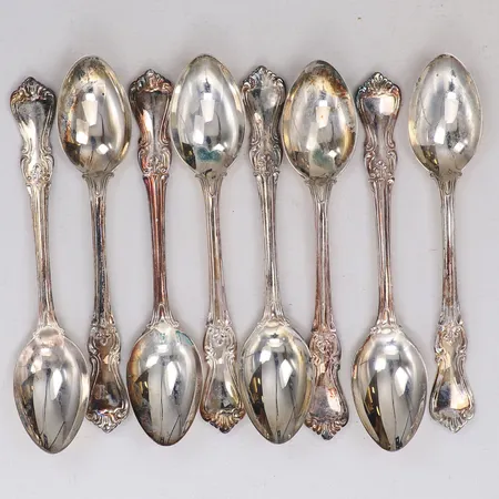 8 kaffeskedar, längd 12,3cm, modell Olga, 830/1000 silver Vikt: 115 g