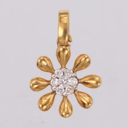 Hänge med vita stenar, längd 15mm, GHA, 18K Vikt: 1,2 g