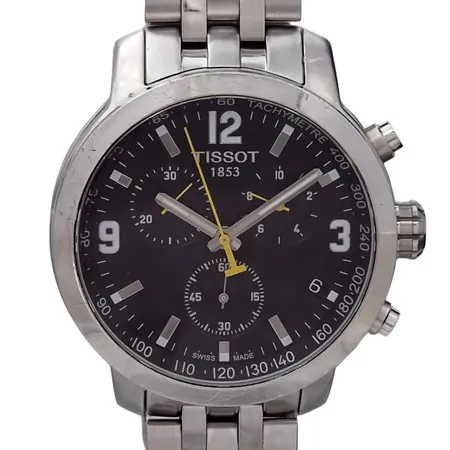 Herrur Tissot PRC200 kronograf, stål, Ø42 mm, quartz - nytt batteri, länk PRS200, boettnummer T055417A, safirglas, bruksmärken, handledsmått max 16 cm,