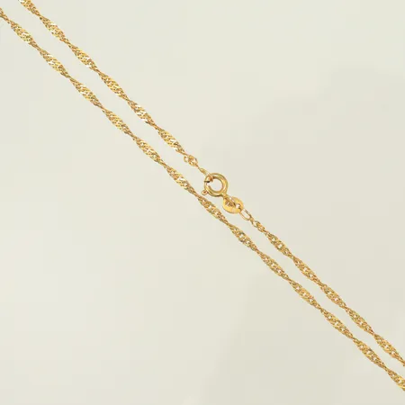 Halskedja, singapore, längd 50,5cm, bredd 2mm, 9K, 2,4g Vikt: 2,4 g