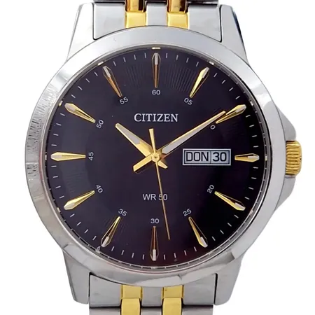Herrur Citizen WR-50, stål, Ø41mm, quartz - fullt fungerande. refrensnummer 1502-S097843, dag/datum, engelska eller tyska, liten ojämnhet på viklåset, mindre bruksmärken