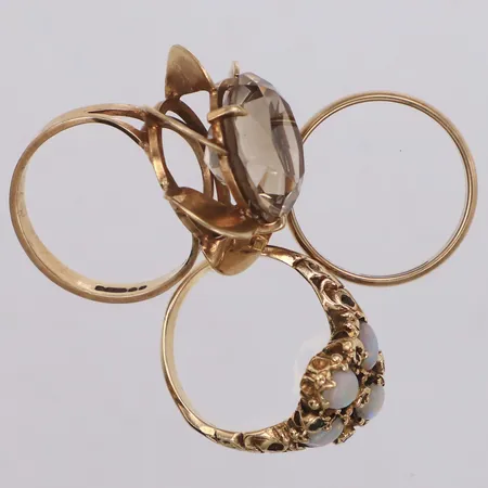 3 ringar, stenar saknas/lösa, 9K, bruttovikt 13,6g Vikt: 13,6 g