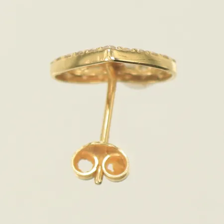 Ett udda örhänge hjärta med vita stenar, 11x11mm, defekt, 14K 0,7g totalt