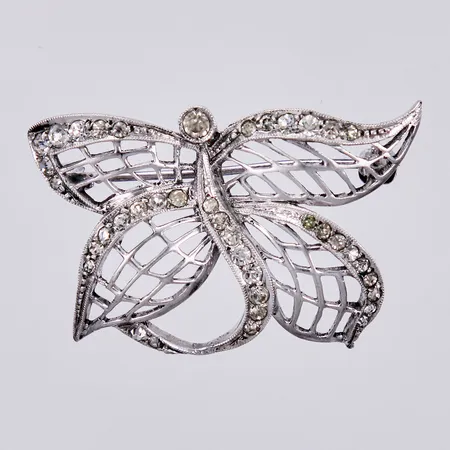 Brosch Fjäril med vita stenar, längd: ca 2,3cm, bredd: ca 40mm, 830/1000, silver Vikt: 6,7 g