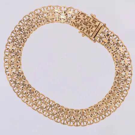 Armband, X-länk, 19cm, bredd 9mm, Svedbom år 2003, 18K Vikt: 14,2 g