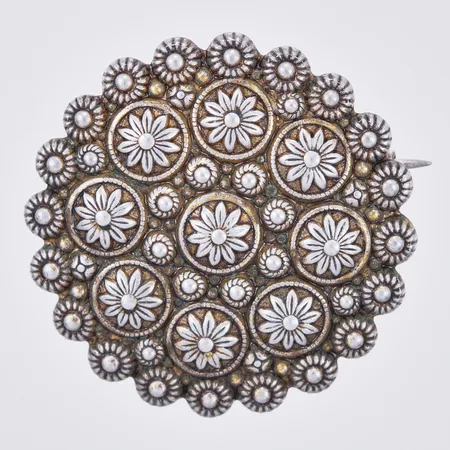 Brosch, Ø ca30mm, lös fäste, metall