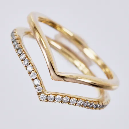 2 Ringar varav 1 med vita stenar, Pandora, stl: 17 ¼, bredd ca 1mm, metall