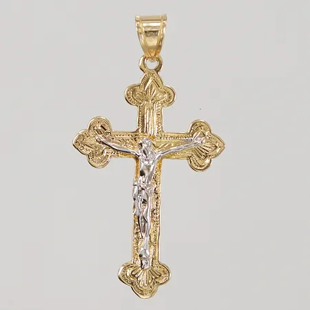 Hänge Krucifix, ca 24 x 44mm, gul/vitguld, 18K, Vikt: 3,4 g