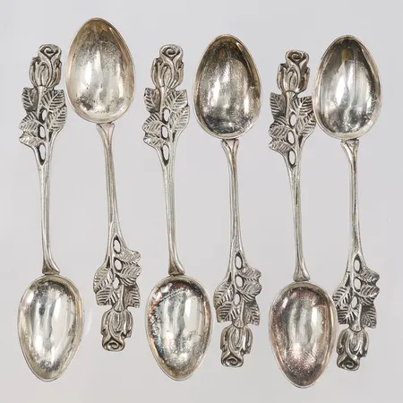 Sex mockaskedar modell Rosen, längd 97mm, silver Vikt: 47,2 g