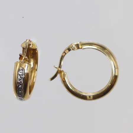 Ett par örhängen, creoler, Ø16mm, bredd 4mm, ihåliga, tvåfärgade, GHA 18K Vikt: 2 g