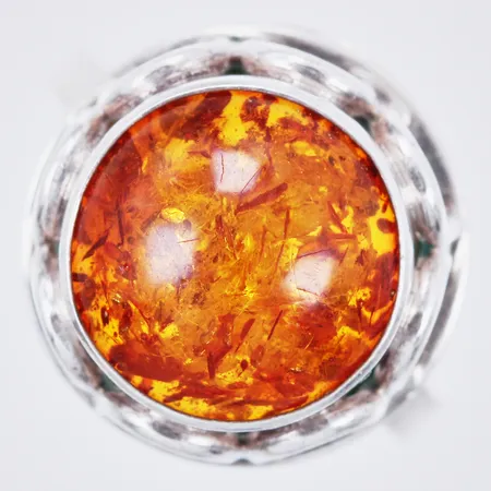 Ring med bärnsten, stl: 16½, bredd: ca 2-15mm, 835/1000, silver Vikt: 5 g