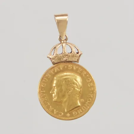 Hänge, medalj "För nit och redlighet i rikets tjänst", 28x16mm, medalj i 23K, ögla samt krona i 18K, gravyr, 4,4g.