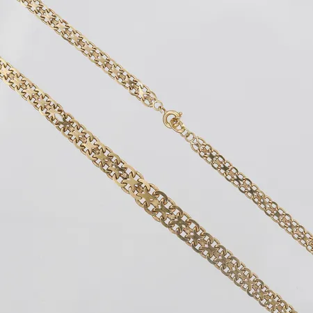 Kedja, Bismarck, doserad, 44cm, bredd 4-6,5mm, ojämna, buckliga länkar, 18K Vikt: 12 g