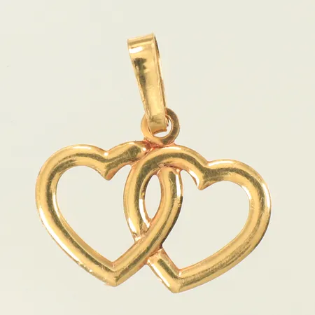 Hänge 2-hjärtan, 15 x 15 inkl ögla, 18K Vikt: 0,4 g