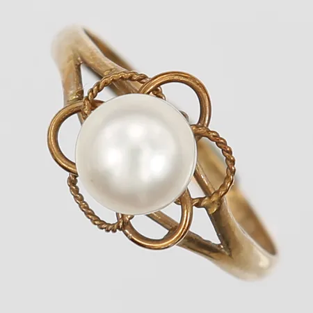 Ring med odlad saltvattenspärla Ø7mm, stl 17¾, 14K Vikt: 2,1 g