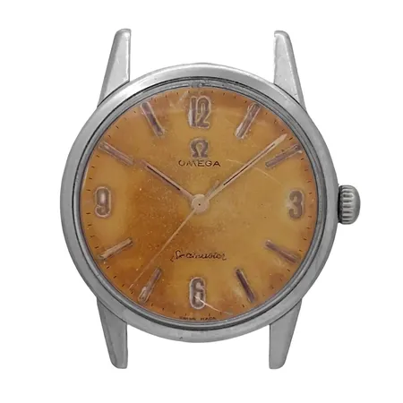 Herrur Omega Seamaster med Tropical Dial, stål, Ø35 mm, manuell, kaliber 285, boettnummer 14390-62-SC, verknummer 18975284, 60-tal, mindre bruksmärken,