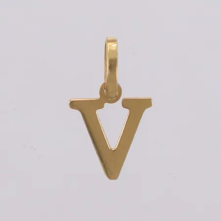 Hänge, bokstaven V,  mått ca 12x7mm, 18K  Vikt: 0,2 g