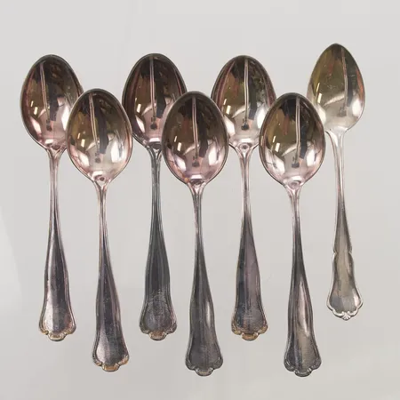 7 Kaffeskedar, 11,5-12cm, modell: Viktoria, 830/1000 silver, 116,2g.