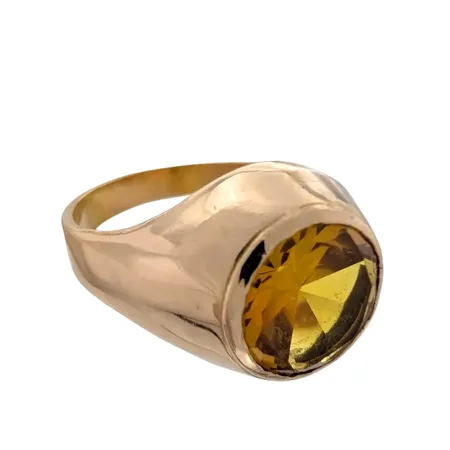 Ring, 18K guld, gul Safir Ø 9 mm, Ø18,0 mm, bredd 3-13 mm, sten utan anmärkning Vikt: 5,6 g