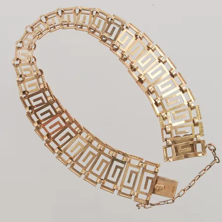 Armband, 18,5cm, bredd: 16mm, säkerhetskedja, 18K, 16,5g.