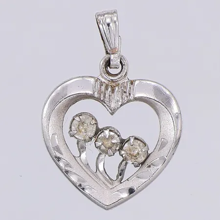 Hänge, hjärta, vita stenar, 20mm, 925/1000 silver Vikt: 1,6 g