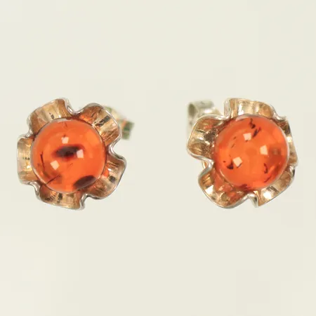 Ett par örhängen med bärnsten, Ø12mm, Silver 925/1000 Vikt: 2,5 g