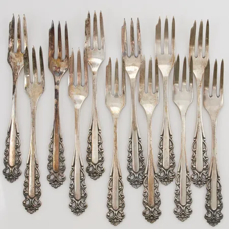 12 Dessertgafflar, 14,8cm, 830/10000 silver, 263,6g.