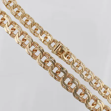 Collier, Bismarck, doserad, längd: 50 cm, bredd: 16,5 mm, 18K guld. Vikt: 154,9 g