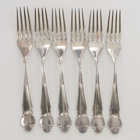 6 Bordsgafflar 18cm, modell: Disa, 830/100 silver, 212,3g.